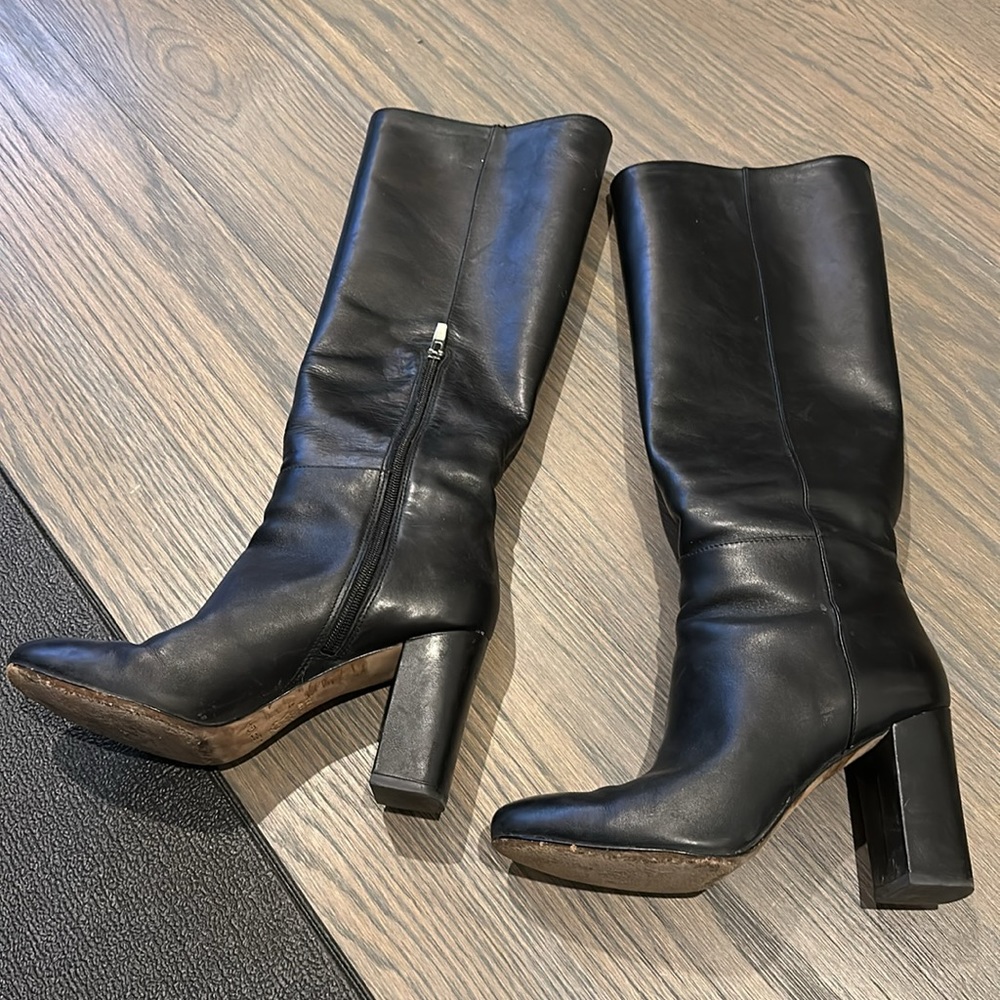 Via Spiga knee-high black leather boots - size 38EU / 8.5 US